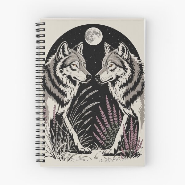 Item preview, Mirrored Wolves Under Full Moon Illustration designed and sold by NuvoraNest.