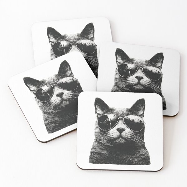Item preview, Cool Cat Aviator Sunglasses Grayscale Portrait designed and sold by Dmo3HarkoArt.