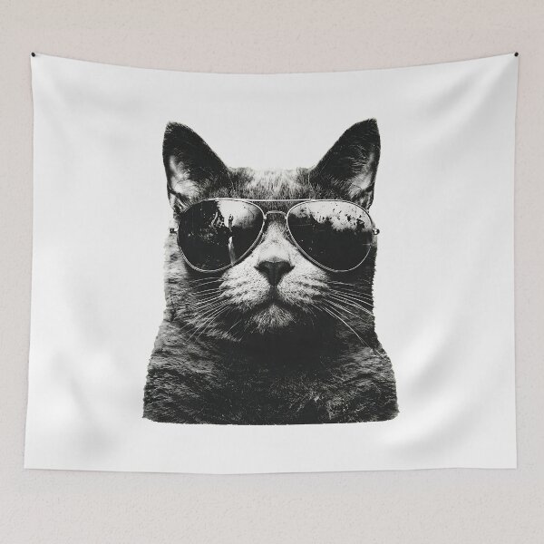 Item preview, Cool Cat Aviator Sunglasses Grayscale Portrait designed and sold by Dmo3HarkoArt.