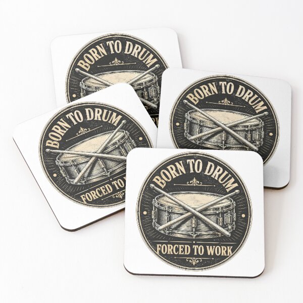 Item preview, Born To Drum Forced To Work | Vintage Badge Drummer | Funny Work Drum designed and sold by ZIGLWORKS.