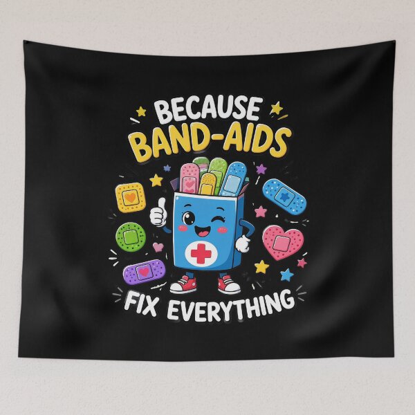 Item preview, Because Band-Aids Fix Everything Funny Cartoon Bandage designed and sold by felixpalette.