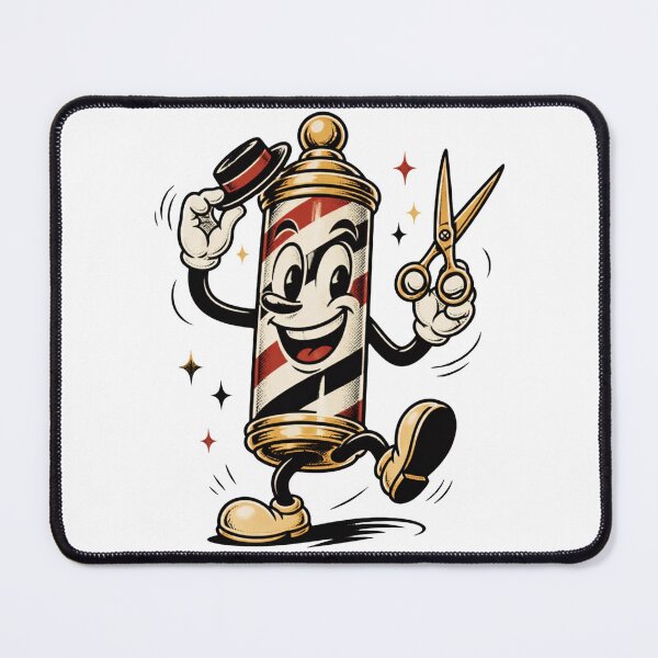Item preview, Funny Retro Cartoon Barber Pole Character with Scissors designed and sold by Barber MD Culture.