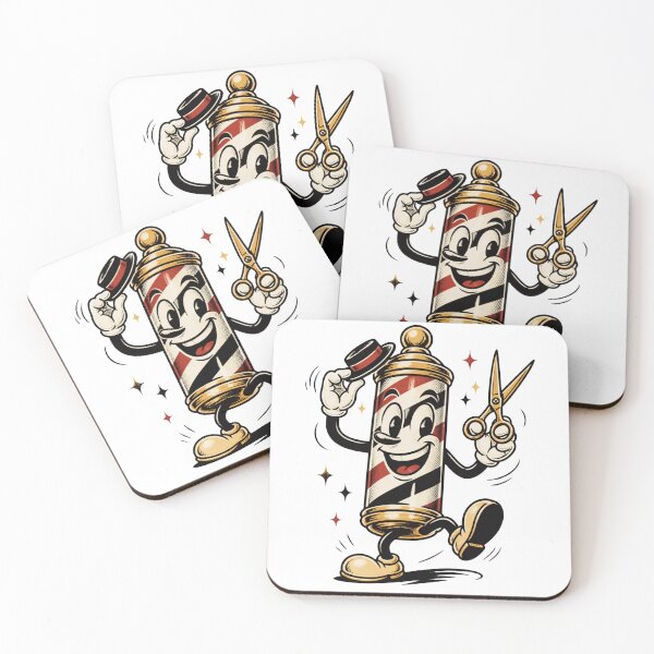 Item preview, Funny Retro Cartoon Barber Pole Character with Scissors designed and sold by Barber MD Culture.