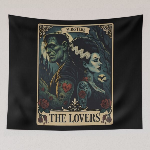 Item preview, Frankenstein Bride Lovers Vintage Horror Tarot Card designed and sold by Juanosustaita.