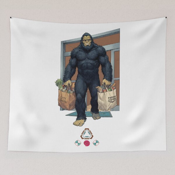 Item preview, Bigfoot Doing Grocery Shopping - Funny Sasquatch with Bags designed and sold by Whimsy Trail Co.