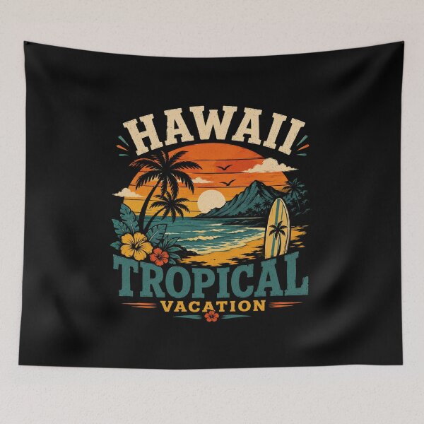 Item preview, Hawaii Tropical Vacation – Summer Beach Sunset Retro Ocean Graphic Tee designed and sold by Artimax-Studio.