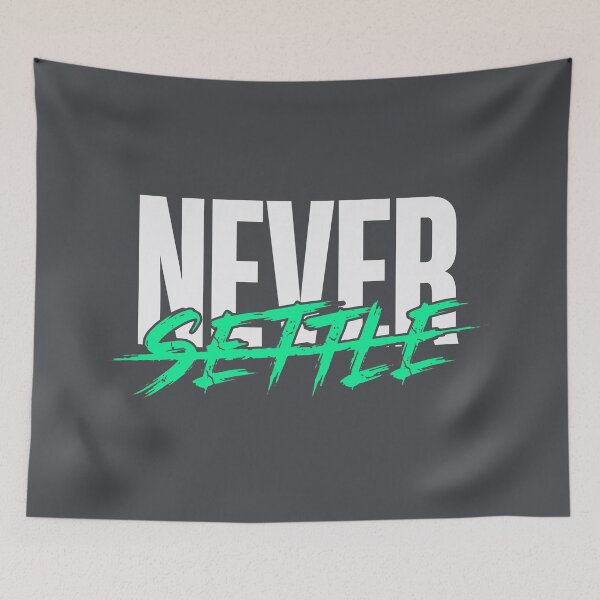 Item preview, Never Settle (Bright Mint) - Modern Athletic Streetwear Typography designed and sold by RetroNeon.