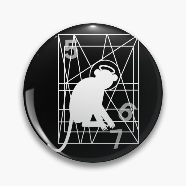 Item preview, White Halo Monkey Silhouette Geometric Grid Numbers 5 6 7 designed and sold by MONEY21money.