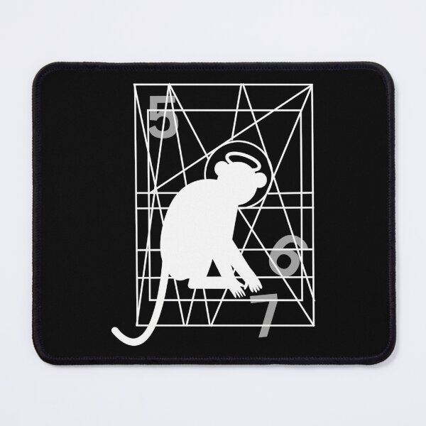 Item preview, White Halo Monkey Silhouette Geometric Grid Numbers 5 6 7 designed and sold by MONEY21money.