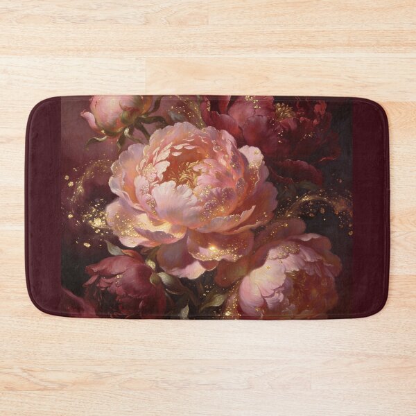 Item preview, Golden Dust Burgundy Peonies Baroque Oil Painting designed and sold by DMarquiseArt.