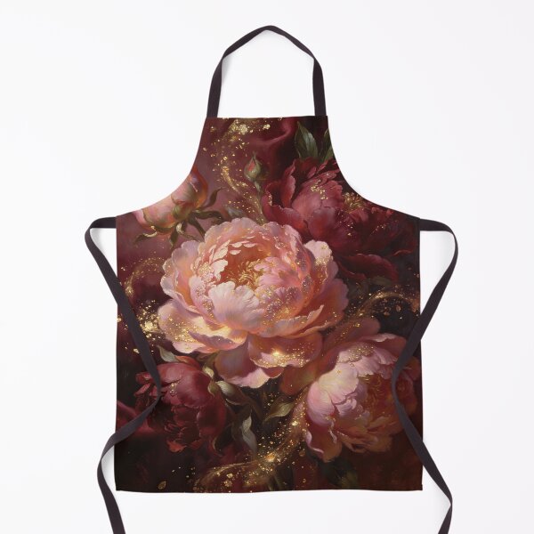 Item preview, Golden Dust Burgundy Peonies Baroque Oil Painting designed and sold by DMarquiseArt.