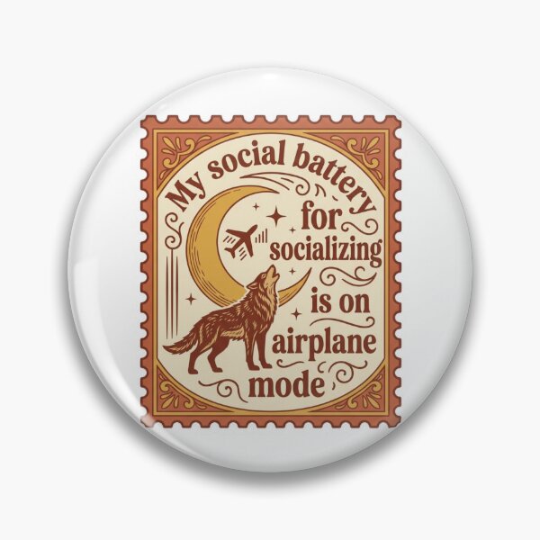 Item preview, My Social Battery For Socializing Is On Airplane Mode Retro Wolf Introvert Quote designed and sold by raedattia.