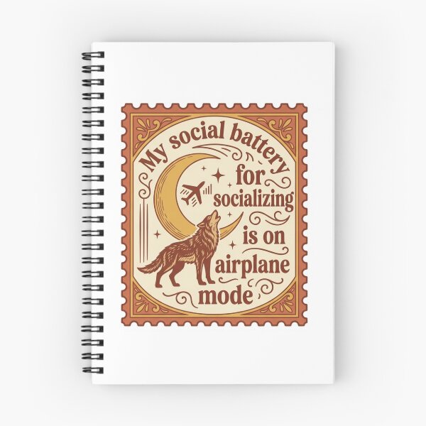 Item preview, My Social Battery For Socializing Is On Airplane Mode Retro Wolf Introvert Quote designed and sold by raedattia.