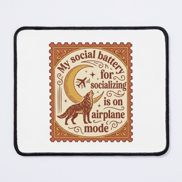 Item preview, My Social Battery For Socializing Is On Airplane Mode Retro Wolf Introvert Quote designed and sold by raedattia.