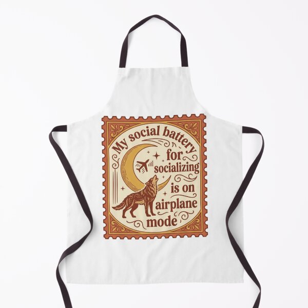 Item preview, My Social Battery For Socializing Is On Airplane Mode Retro Wolf Introvert Quote designed and sold by raedattia.