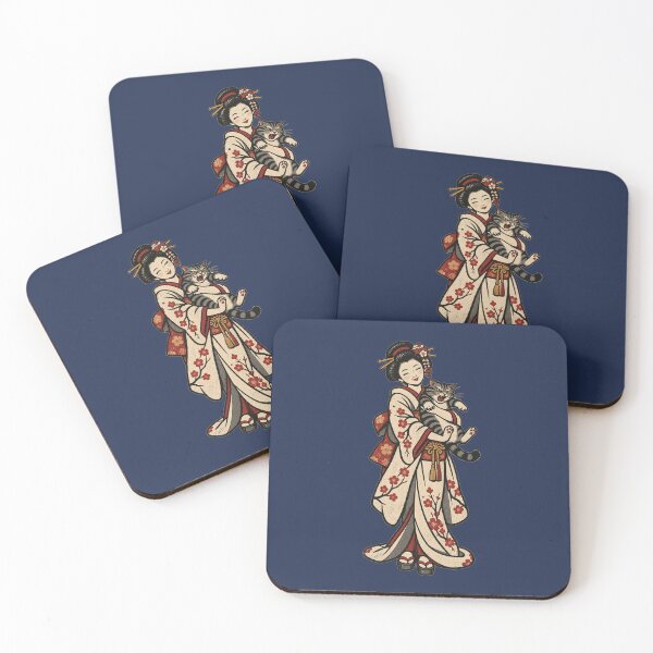 Item preview, Geisha with Grumpy Cat – Vintage Japanese Woodblock Humor designed and sold by KungPowUnicorn.