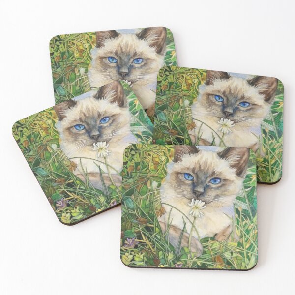 Item preview, Siamese Cat in Wildflower Meadow Painting  designed and sold by SofiaByCruti.