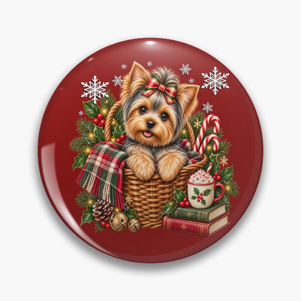 Item preview, Christmas Yorkie Cozy Holiday Basket Winter designed and sold by Cute & Sassy Custom Gifting Boutiques.