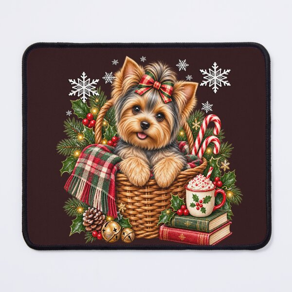 Item preview, Christmas Yorkie Cozy Holiday Basket Winter designed and sold by Cute & Sassy Custom Gifting Boutiques.