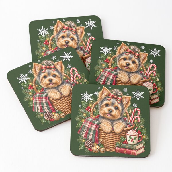 Item preview, Christmas Yorkie Cozy Holiday Basket Winter designed and sold by Cute & Sassy Custom Gifting Boutiques.