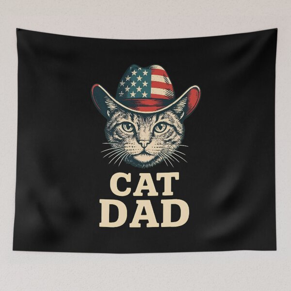 Item preview, Cat Dad Cowboy Hat American Flag Patriotic Pet Owner Design designed and sold by Dmo3HarkoArt.
