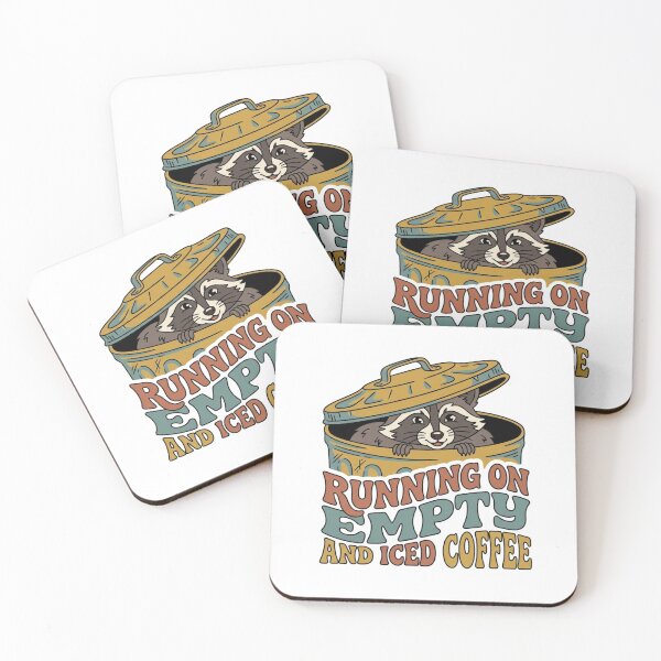 Item preview, Running On Empty And Iced Coffee Retro Raccoon Trash Panda Introvert Humor designed and sold by raedattia.