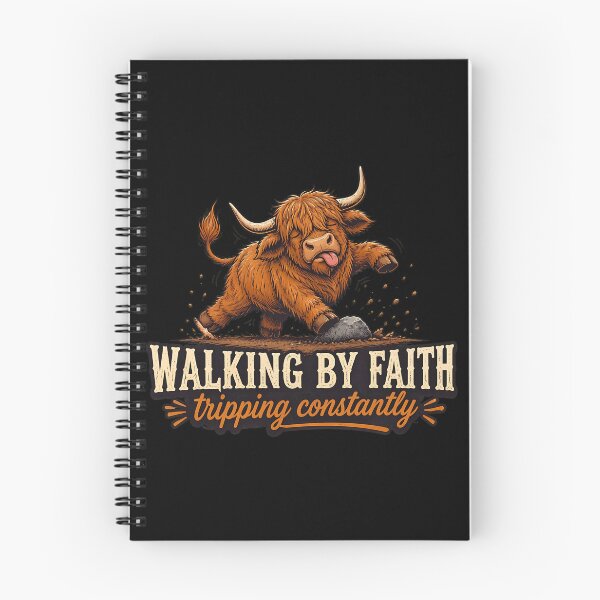 Item preview, Walking By Faith Tripping Constantly Funny Highland Cow designed and sold by felixpalette.