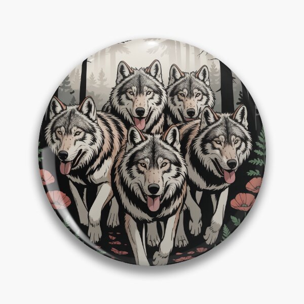 Item preview, Wolf Pack Running Through Forest Oval Illustration designed and sold by NuvoraNest.