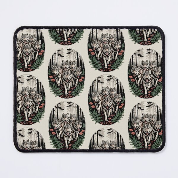 Item preview, Wolf Pack Running Through Forest Oval Illustration designed and sold by NuvoraNest.