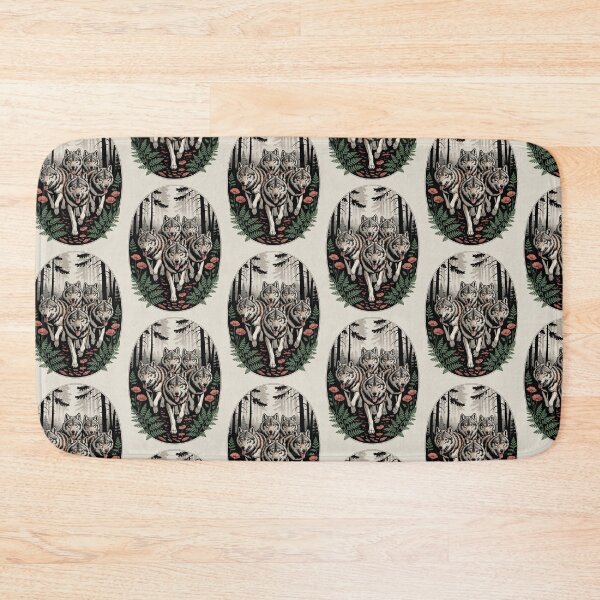 Item preview, Wolf Pack Running Through Forest Oval Illustration designed and sold by NuvoraNest.