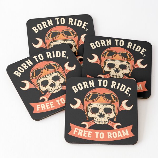 Item preview, Born To Ride Free To Roam Skull With Helmet And Crossed Wrenches Motorcycle Emblem designed and sold by KanDa-Shop.