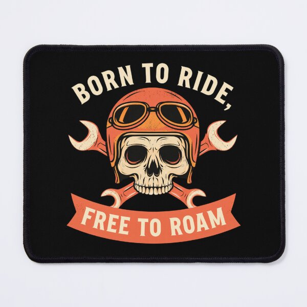 Item preview, Born To Ride Free To Roam Skull With Helmet And Crossed Wrenches Motorcycle Emblem designed and sold by KanDa-Shop.