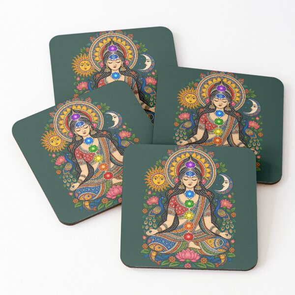Item preview, Madhubani Chakra Meditation Woman – 7 Chakras Sacred Geometry designed and sold by Chirayu1111.