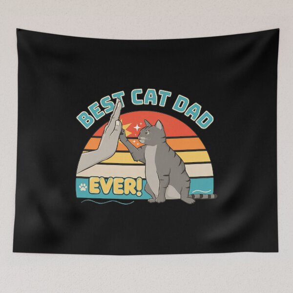 Item preview, Best Cat Dad Ever High Five Retro Sunset Feline designed and sold by Dmo3HarkoArt.