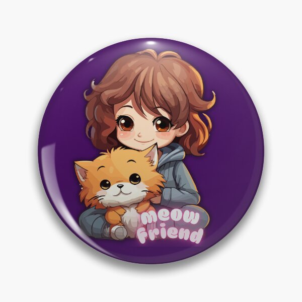 Item preview, Cute Anime Girl with Ginger Cat Meow Friend designed and sold by unboxedbyJuls.