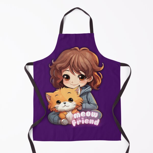 Item preview, Cute Anime Girl with Ginger Cat Meow Friend designed and sold by unboxedbyJuls.
