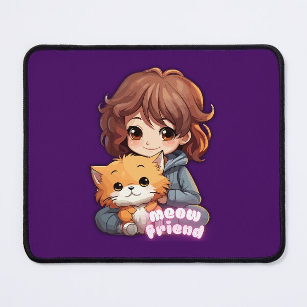 Item preview, Cute Anime Girl with Ginger Cat Meow Friend designed and sold by unboxedbyJuls.