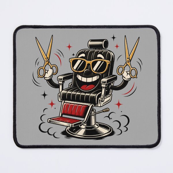 Item preview, Funny Retro Cartoon Barber Chair with Scissors Design designed and sold by Barber MD Culture.