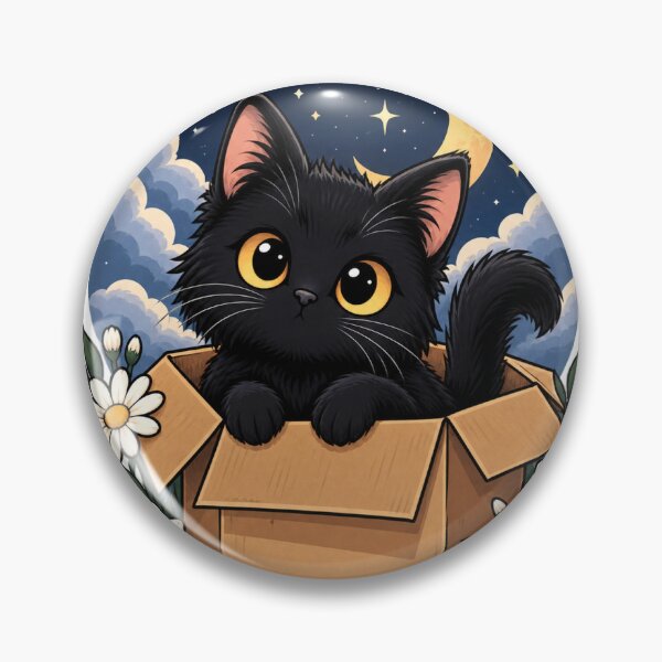 Item preview, Black Cat in a Box – Moonlit Daisy Garden designed and sold by Vaqzilora.