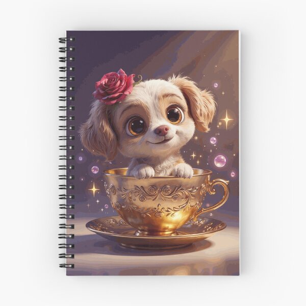 Item preview, Cute Puppy in Golden Teacup Floral Rose Whimsical Art designed and sold by MerrittLangley.