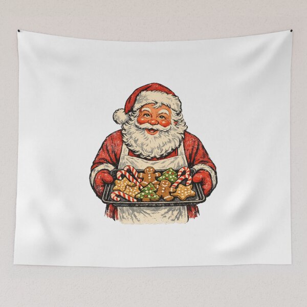 Item preview, Vintage Santa Claus Baking Cozy Christmas Cookies Retro 1950s Art Gift designed and sold by Artycom.