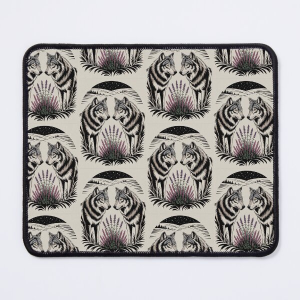 Item preview, Two Wolves Face to Face with Lavender Circle Illustration designed and sold by NuvoraNest.