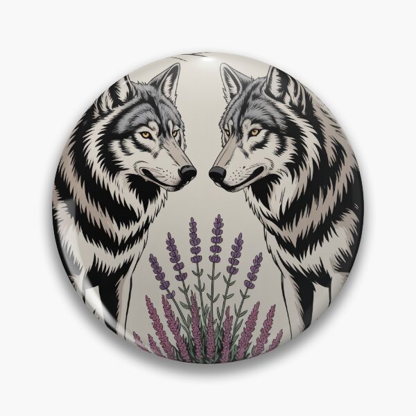 Item preview, Two Wolves Face to Face with Lavender Circle Illustration designed and sold by NuvoraNest.