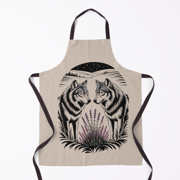 Item preview, Two Wolves Face to Face with Lavender Circle Illustration designed and sold by NuvoraNest.