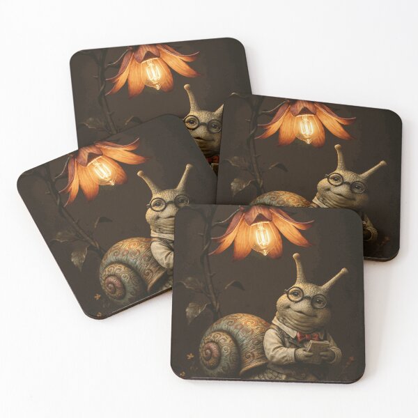 Item preview, Vintage Snail Scholar Reading Under Glowing Flower Lamp designed and sold by MerrittLangley.