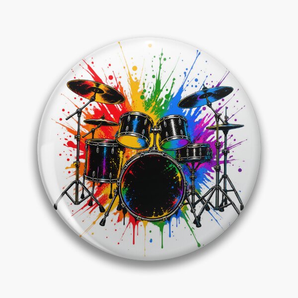 Item preview, Colorful Drum Kit | Paint Splatter Drummer | Vibrant Rainbow Drums designed and sold by ZIGLWORKS.