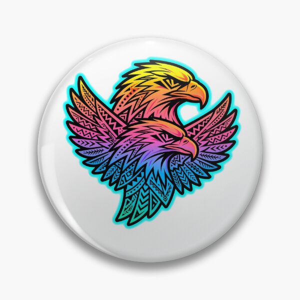 Item preview, Neon Tribal Dual Eagle Illustration – Vibrant Rainbow Eagle Art Sticker designed and sold by ExploreAura Studio.