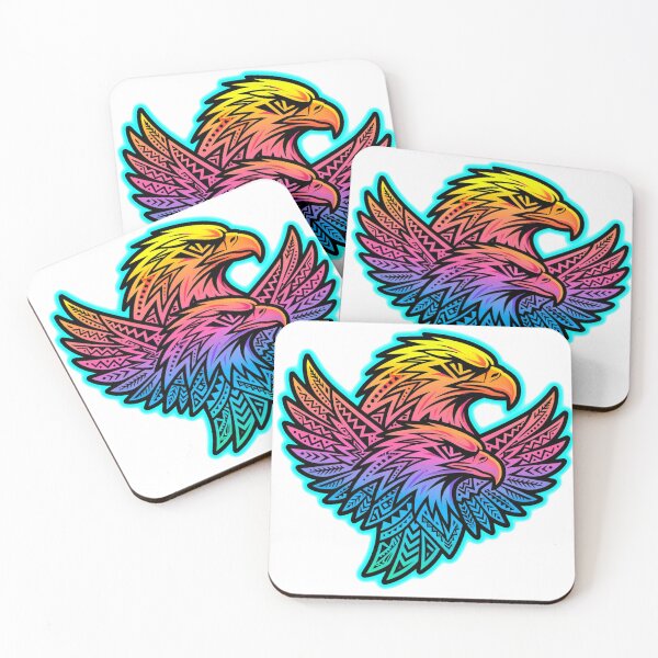 Item preview, Neon Tribal Dual Eagle Illustration – Vibrant Rainbow Eagle Art Sticker designed and sold by ExploreAura Studio.
