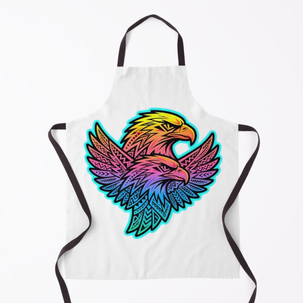 Aperçu de l'œuvre Illustration d'un double aigle tribal néon – Autocollant artistique d'un aigle arc-en-ciel vibrant créée et vendue par ExploreAura Studio.