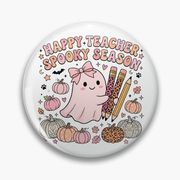 Item preview, Coquette Pink Ghost Halloween Teacher Bow Leopard Pencil Aesthetic designed and sold by KreatoLab.